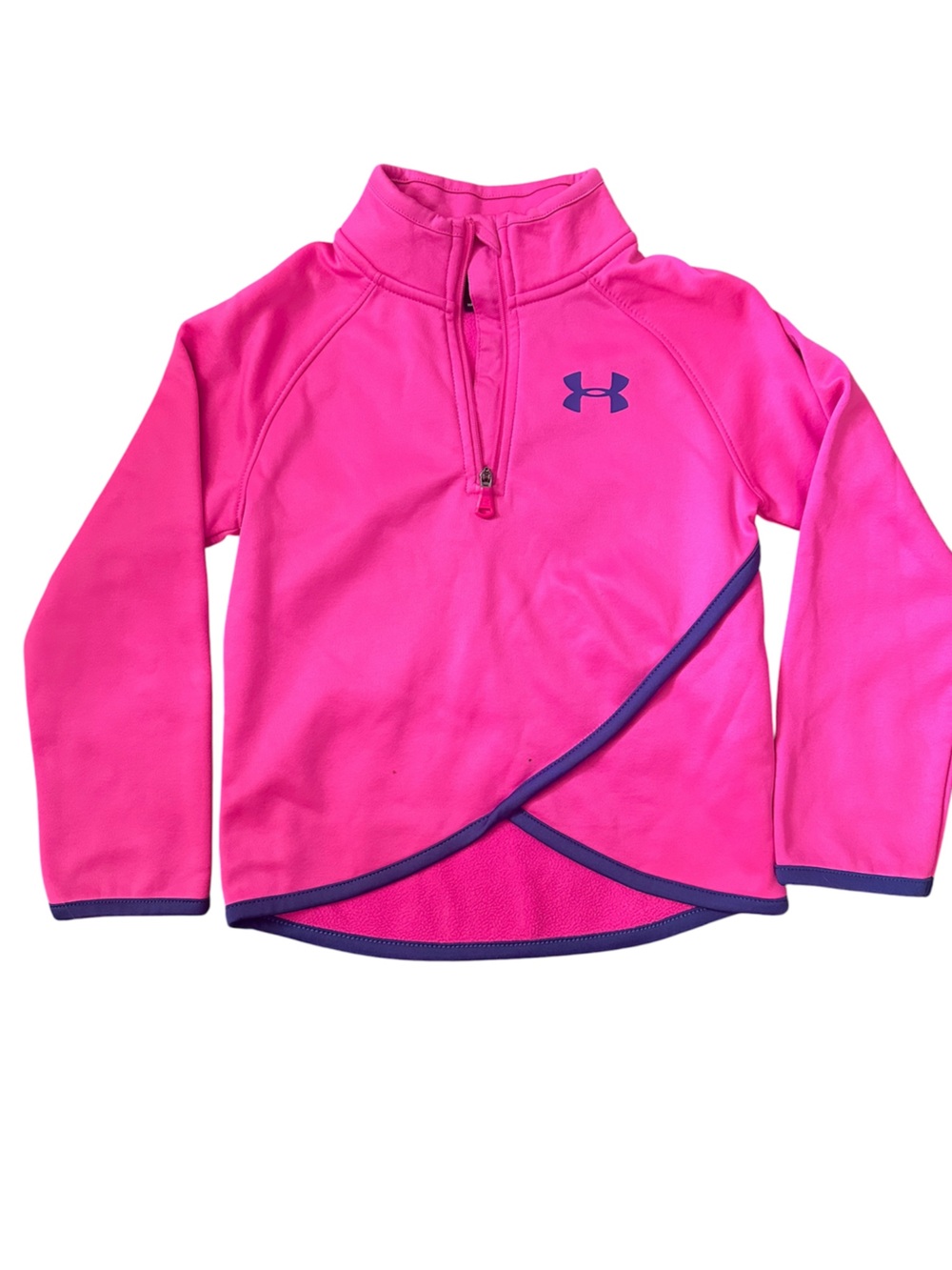Under Armour Girls Hot Pink Fleece Quarter-Zip with Purple Trim 4T